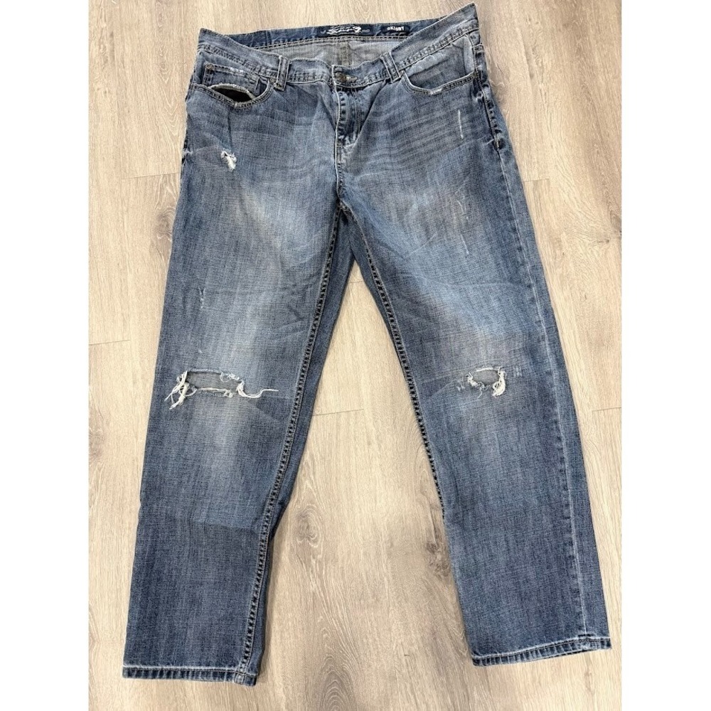 Seven7 Skinny Jeans Mens 38x32 (30) Blue Distressed 100% Cotton Denim Pants